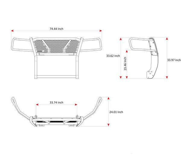 Black Horse Off Road Grille Guard (MPN: RU-NIFR22-B-PLR)