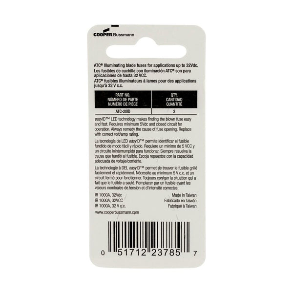 Bussmann EasyID Yellow Blade ATC Fuses (MPN: BP/ATC-20ID)