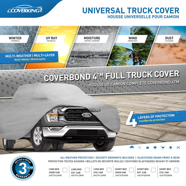 Coverking Car Cover for Full Size Trucks with Extended Cab Long Bed (MPN: UVCTFLEN98)