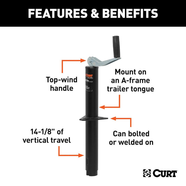 CURT Manual Topwind Trailer Tongue Jack (MPN: 28250)