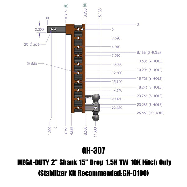 Gen-Y Hitch Mega-Duty Adjustable Drop Hitch (MPN: GH-307)