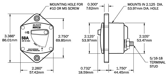 Blue Sea Circuit Breaker 187 Series (MPN: 7036-BSS)