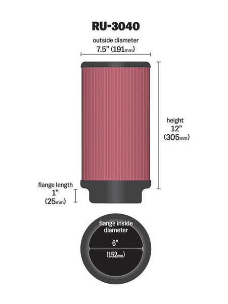 K&N Universal Air Filter (MPN: RU-3040)