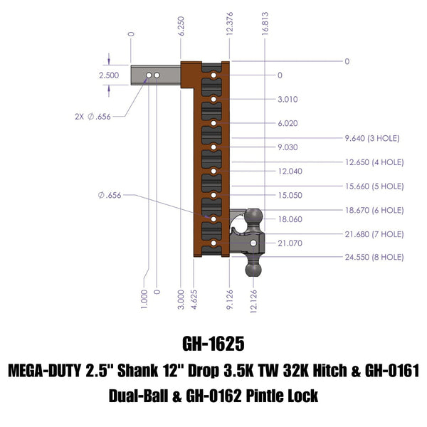Gen-Y Hitch Mega-Duty Adjustable Drop Hitch (MPN: GH-1625)