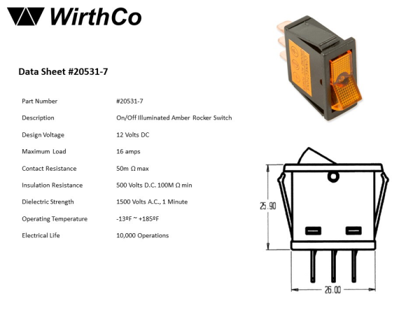 WirthCo Multi Purpose Rocker Switch (MPN: 20531)