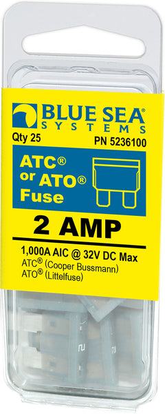 Blue Sea Blade Fuse 2 Amps 32 Volts DC (MPN: 5236100-BSS)