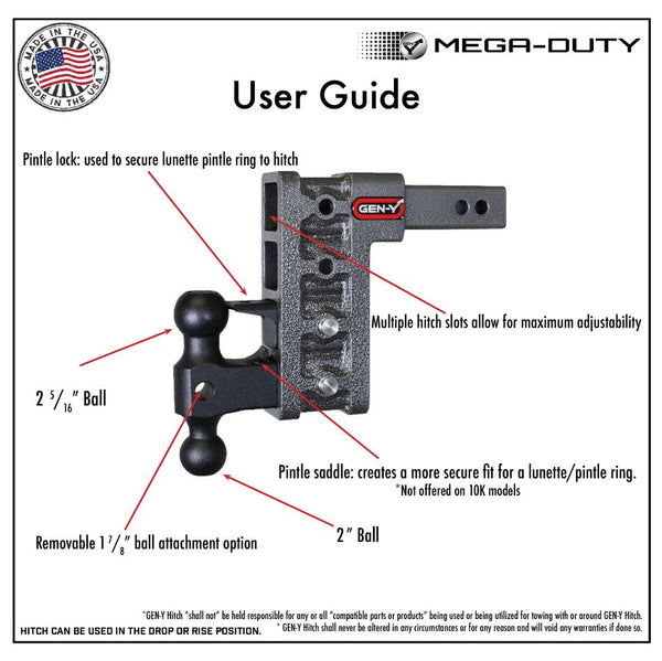 Gen-Y Mega-Duty 21k Drop Hitch (MPN: GH-626)