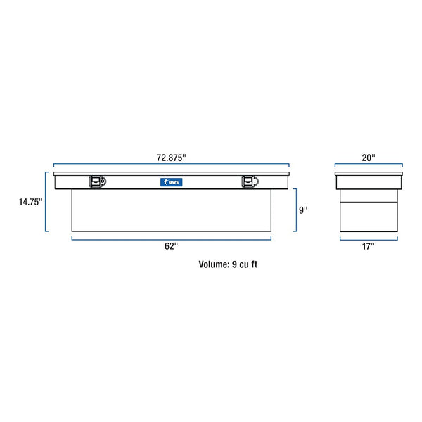 UWS Tool Box Crossover Aluminum Storage (MPN: TBS-72-BLK)