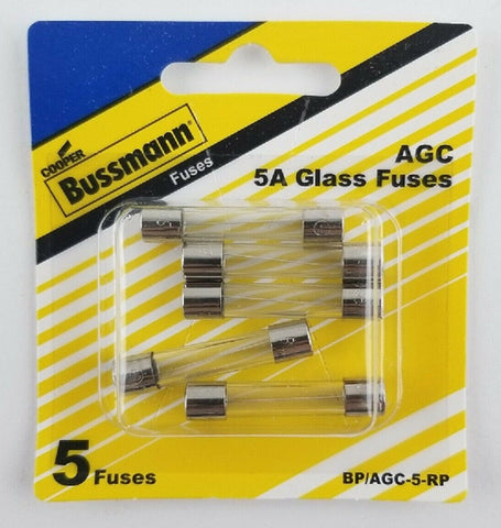 Bussman Glass Tube Fuse 5 Amp (MPN: BP/AGC-5-RP)