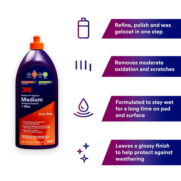 3M Perfect-It Gelcoat Medium Cutting Compound (MPN: 36106)