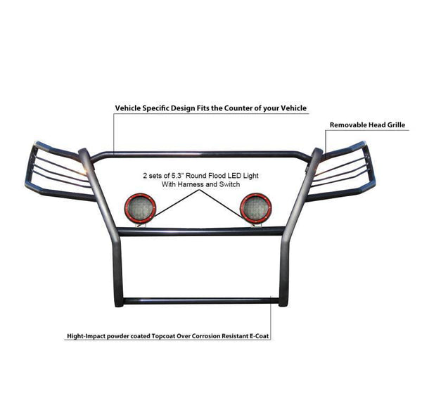 Black Horse Grille Guard Kit (MPN: 17FP10MA-PLFR)