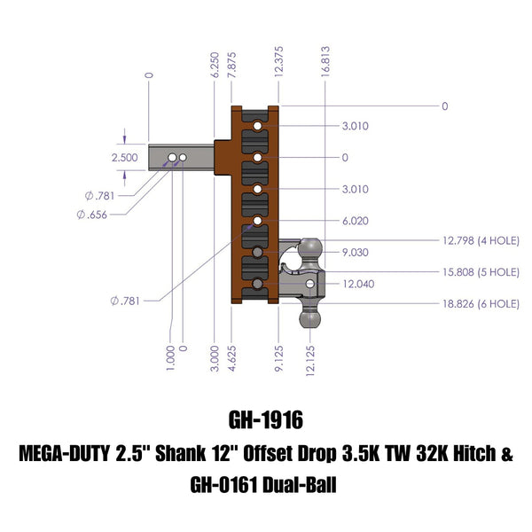 Gen-Y Hitch Mega-Duty Adjustable Drop Hitch (MPN: GH-1916)