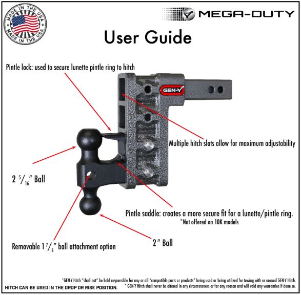 Gen-Y Hitch Mega-Duty Adjustable Drop Hitch (MPN: GH-627)