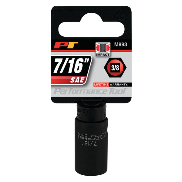 Performance Tool 3/8 Inch Drive 7/16 Inch Impact Socket (MPN: M893)