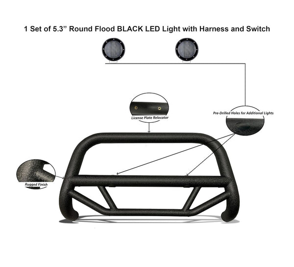Black Horse Off Road Bull Bar (MPN: MBT-MT0212-PLFB)