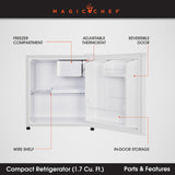 Magic Chef Single Compartment Mini Refrigerator (MPN: MCR170WE)