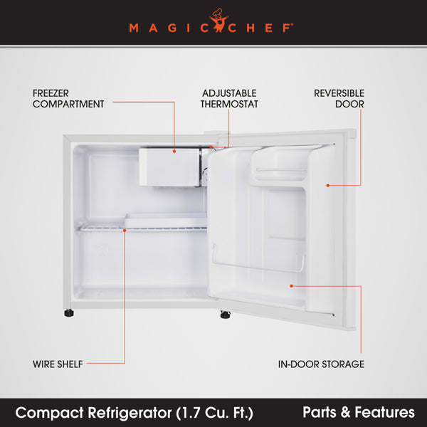Magic Chef Single Compartment Mini Refrigerator (MPN: MCR170WE)