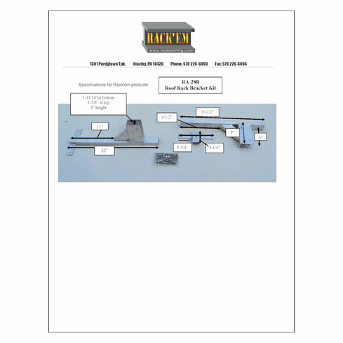 Rackem Ladder Rack Mounting Bracket (MPN: PK-28B)