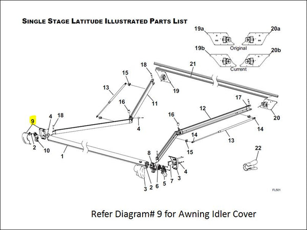 Carefree RV Awning Idler Head Cover (MPN: R001785-005)