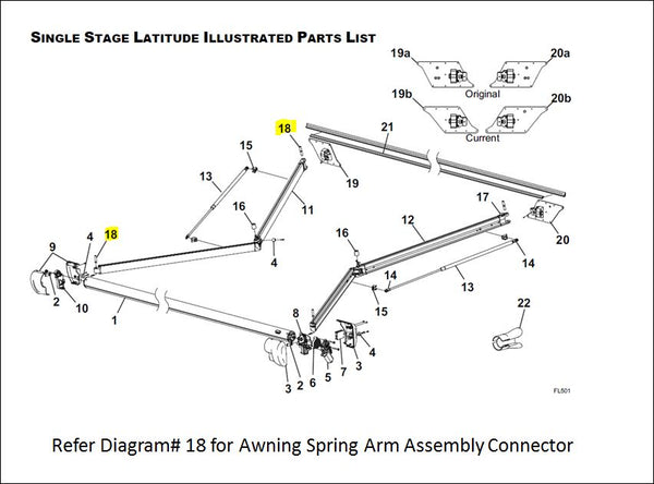 Carefree RV Awning Arm Mounting Hardware (MPN: R001791)