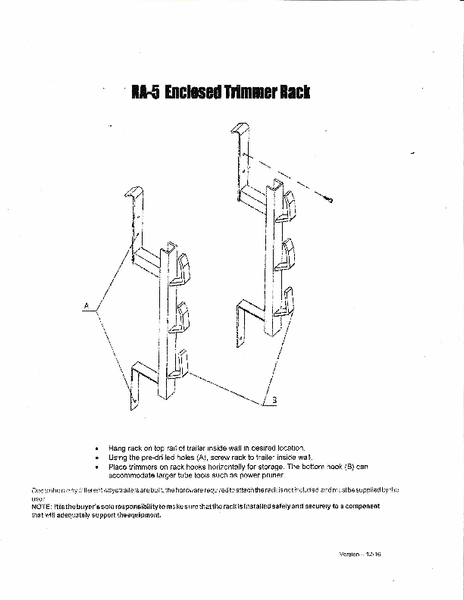 Rackem Tool Organizer For Closed Trailers (MPN: RA-5)