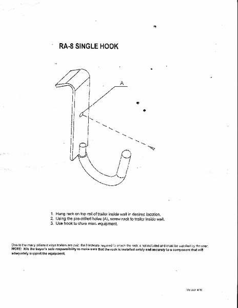 Rackem Multi Purpose Hook (MPN: RA-8)