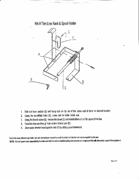 Rackem Grass Trimmer Line Spool Rack (MPN: RA-9)