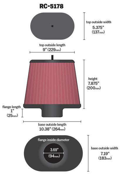 K&N Universal Washable Air Filter (MPN: RC-5178)