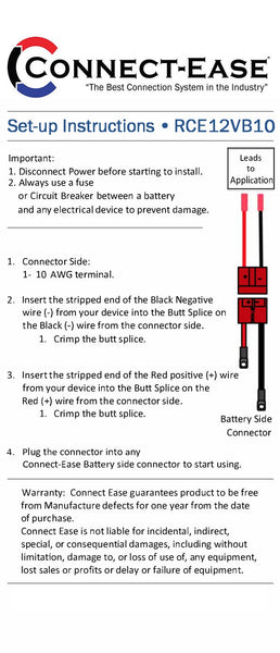 Connect-Ease Battery Connection Harness (MPN: RCE12VB10)