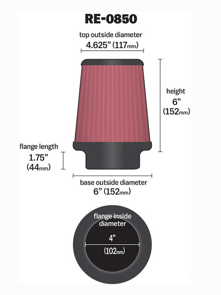 K&N Universal Washable Air Filter (MPN: RE-0850)