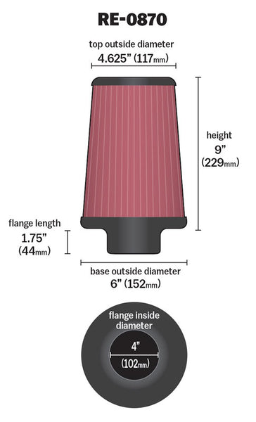 K&N Universal Washable Air Filter (MPN: RE-0870)