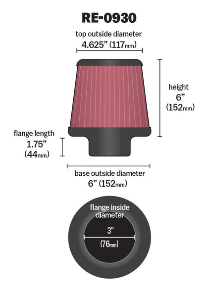 K&N Universal Washable Air Filter (MPN: RE-0930)