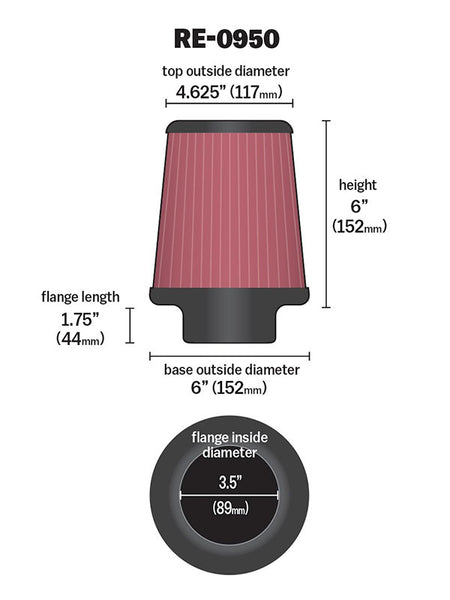 K&N Universal Washable Air Filter (MPN: RE-0950)