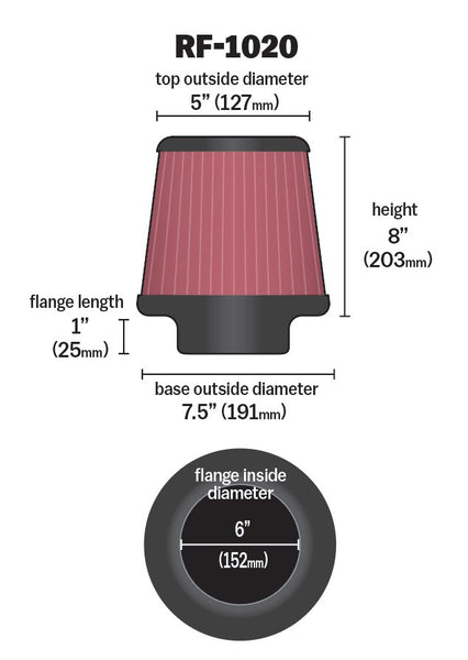 K&N Universal Air Filter (MPN: RF-1020)