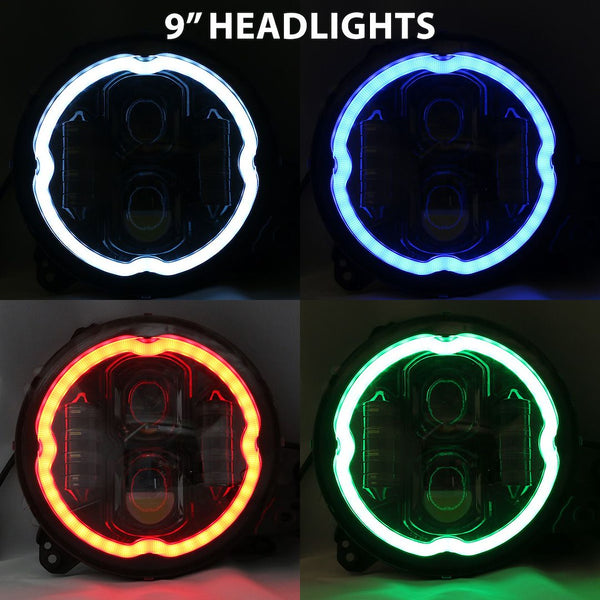 Race Sport Lighting 9 Inch LED RGBW Headlight Kit (MPN: RS9RGBW)