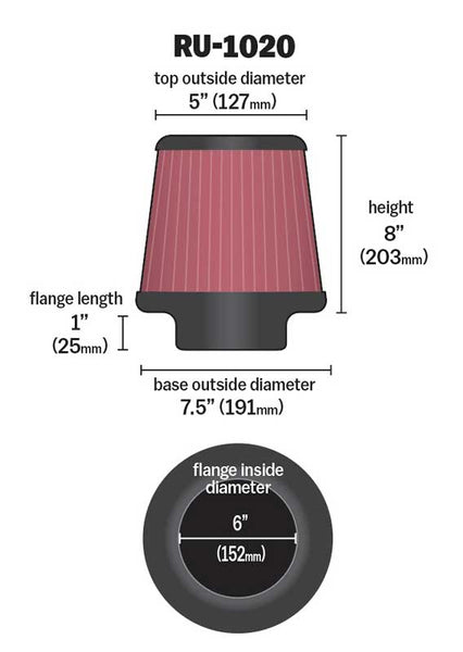 K&N Universal Air Filter (MPN: RU-1020)
