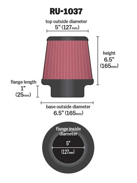 K&N Washable Off-Road Air Filter (MPN: RU-1037)