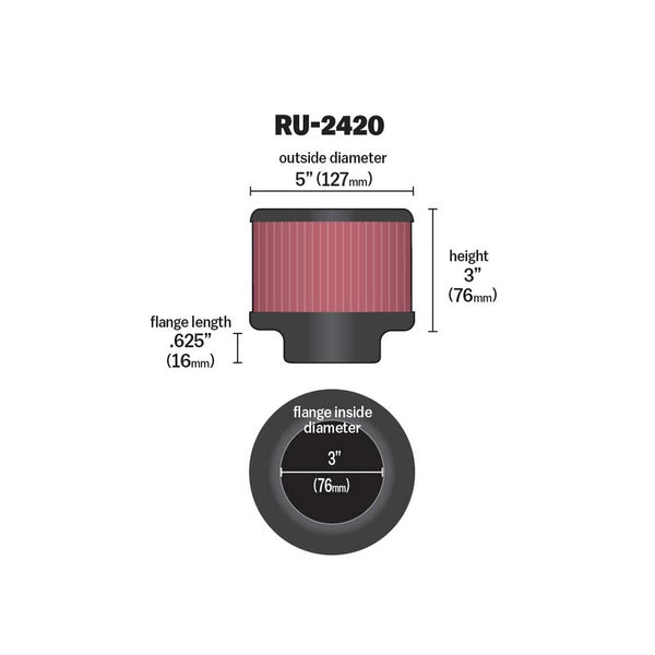 K&N Universal Washable Air Filter (MPN: RU-2420)