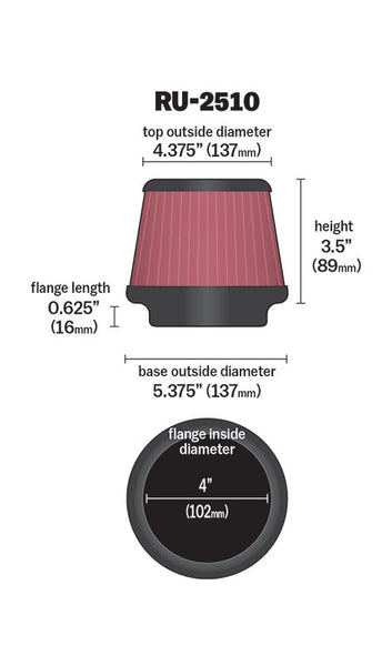 K&N Universal Washable Air Filter (MPN: RU-2510)