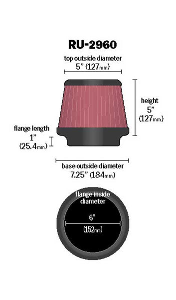 K&N Universal Washable Air Filter (MPN: RU-2960)