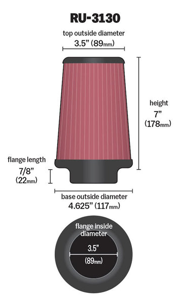 K&N Universal Washable Air Filter (MPN: RU-3130)