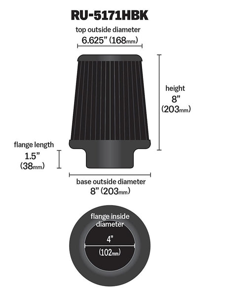 K&N Universal Air Filter (MPN: RU-5171HBK)