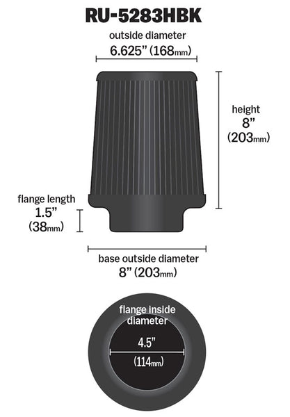K&N Universal Air Filter (MPN: RU-5283HBK)