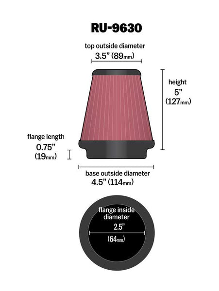 K&N Universal Washable Air Filter (MPN: RU-9630)