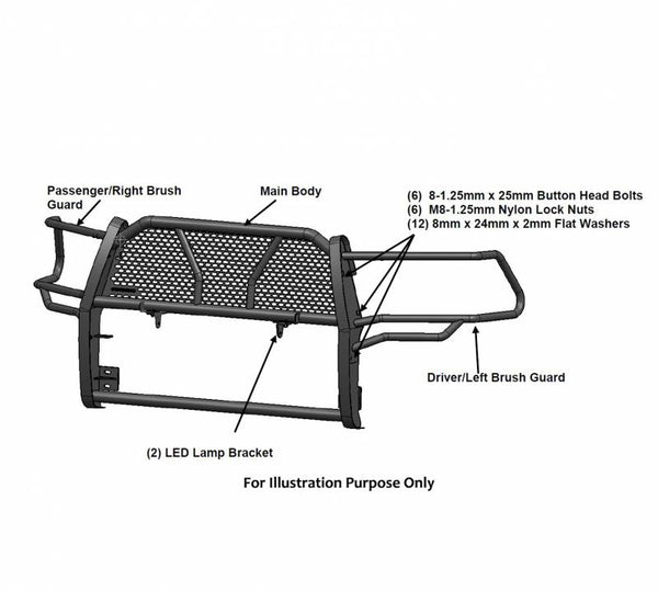 Black Horse Off Road Grille Guard (MPN: RU-DOSP19-B)