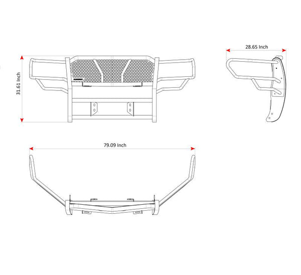 Black Horse Off Road Grille Guard (MPN: RU-FOF109-B)