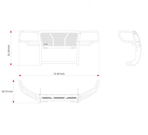 Black Horse Off Road Grille Guard (MPN: RU-TOTA05-B-PLR)