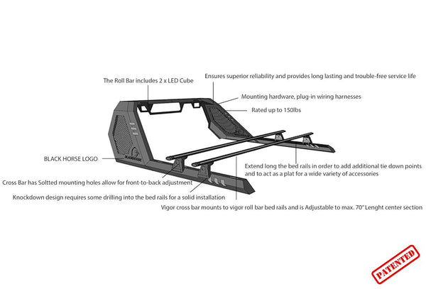 Black Horse Off Road Vigor Truck Bed Bar (MPN: VRCB6409B-G)