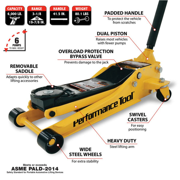 Performance Tool Hydraulic Floor Jack (MPN: W1617)