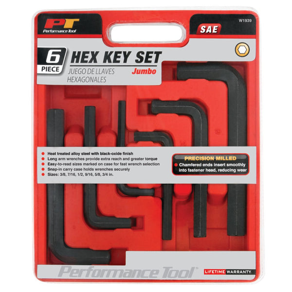 Performance Tool Jumbo Allen Wrench Set (MPN: W1939)